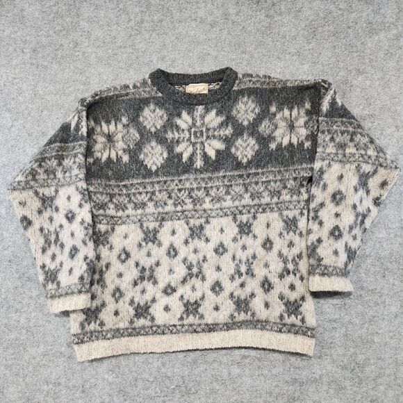 VTG Woolrich Womens Wool Knit Nordic Snowflake Pullover Crewneck Sweater USA - Picture 3 of 12